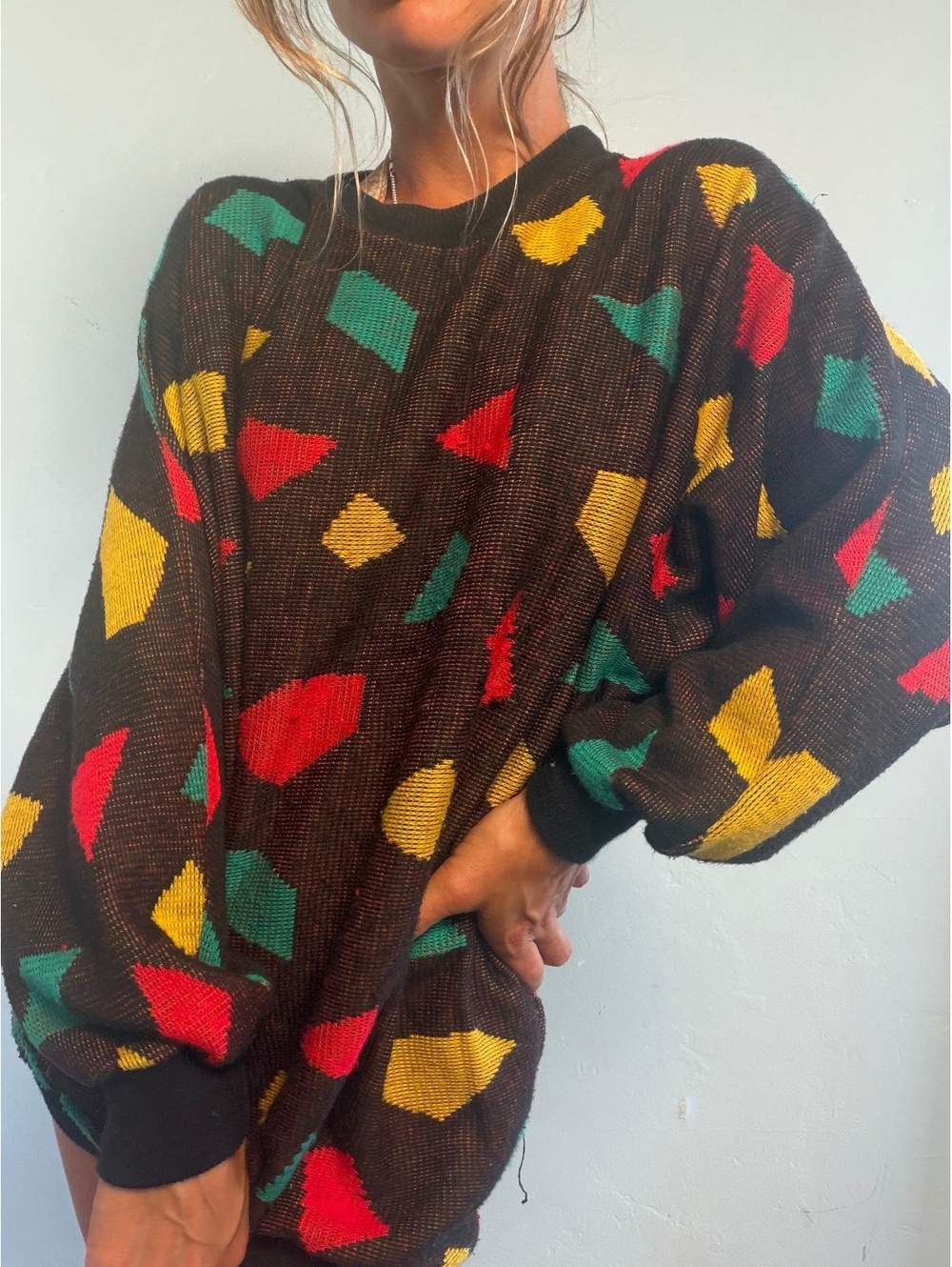 Vintage Geometric Pattern Acrylic Sweater